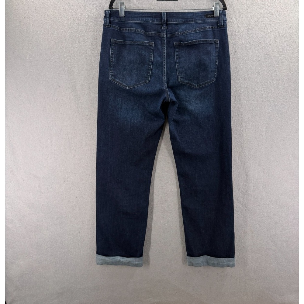 Liverpool Slim Boyfriend Jeans Women 12/31 Vintage Super Dark Indigo Wash Cuffed - Picture 3 of 11